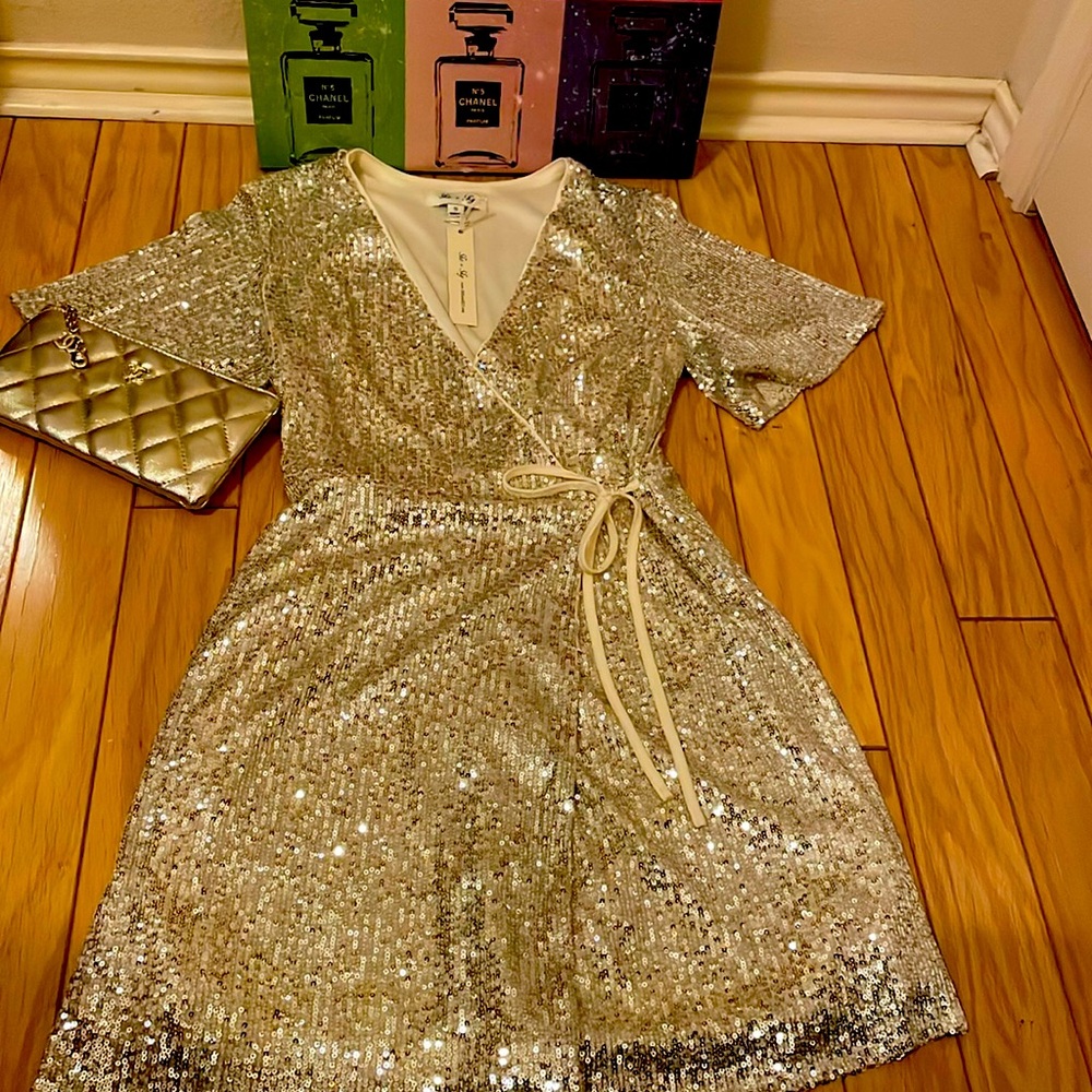 Beautiful Gold Sequins dress . Closet clear out. No returns. Christmas party!